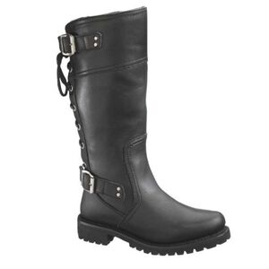 HARLEY-DAVISON Alexa Back Lace Black Leather Tall Motorcycle Boots Sz 10